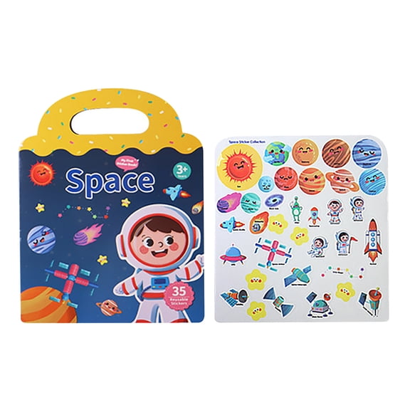 Reusable Stickers Book for Kids Toddlers 1-3, Food, Fruit, Animal and Vehicle Static Sticker, Educational Learning Toys Travel Toys Stickers Activity Quiet Books Birthday Gifts