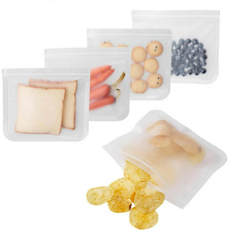 Reusable Storage Bags 5 Pack, BPA Free Reusable Freezer Bags, Small  Silicone Food Bags, Reusable Sandwich Bags, Reusable Gallon Bags for Food
