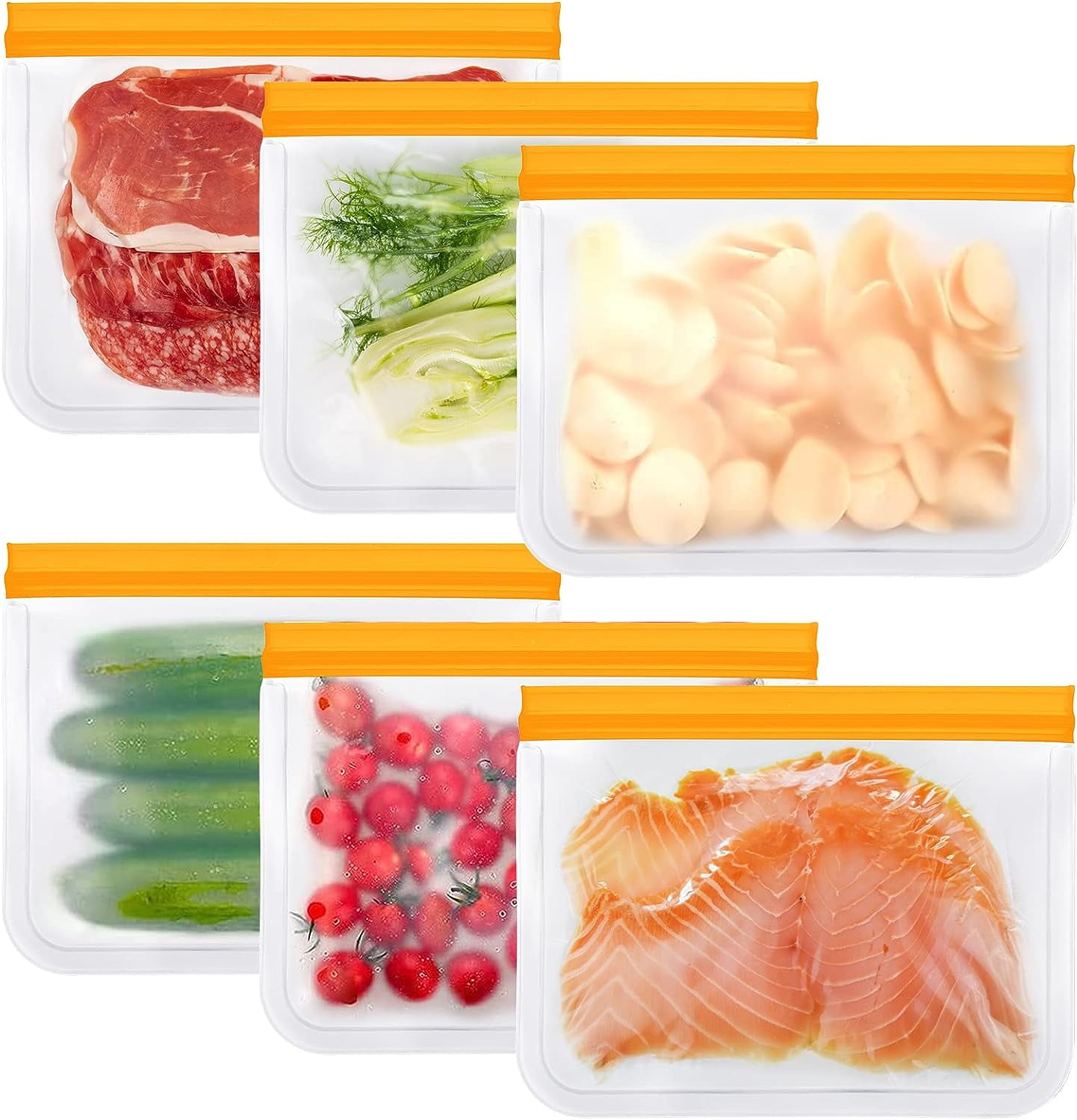 Reusable Storage Bags, 6 Pack Reusable Gallon Freezer Bags BPA Free