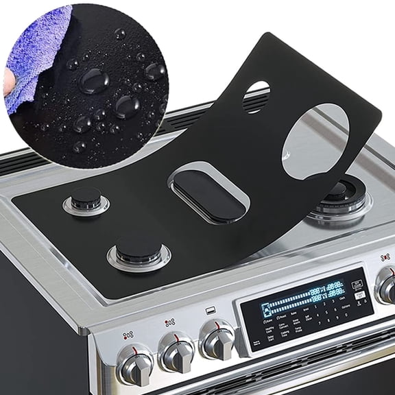 Reusable Stove Cover for Samsung Gas Range Non-Stick PTFE/Teflon Stove Top Protector Heat-Resistant Liner Dishwasher Safe Custom Trim to Fit Black