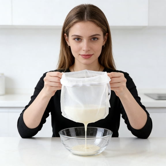 Reusable Strainer Bag Fine Mesh Strainer Bag,Food Grade Filtration Bag,Multi-Use Nylon Filter for Nut Milk Brewing & Juice Extraction,Easy to Clean and Dishwasher Safe