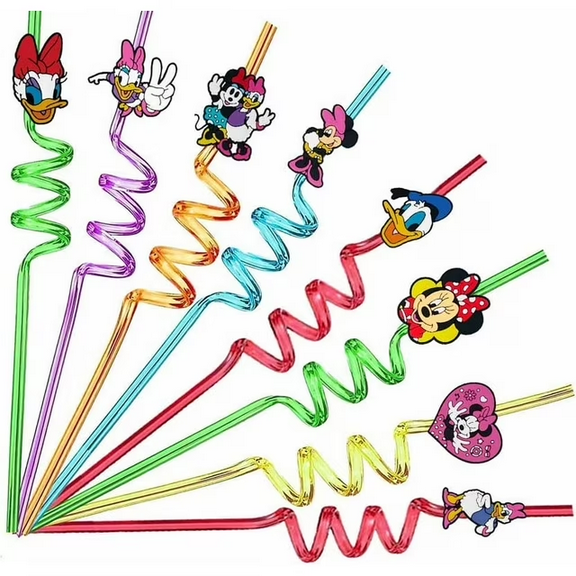 Reusable Straw Mouse Mick Party Favors Drinking Straws Reusable Plastic Beverages Birthday Supplies Decoration 24pcs