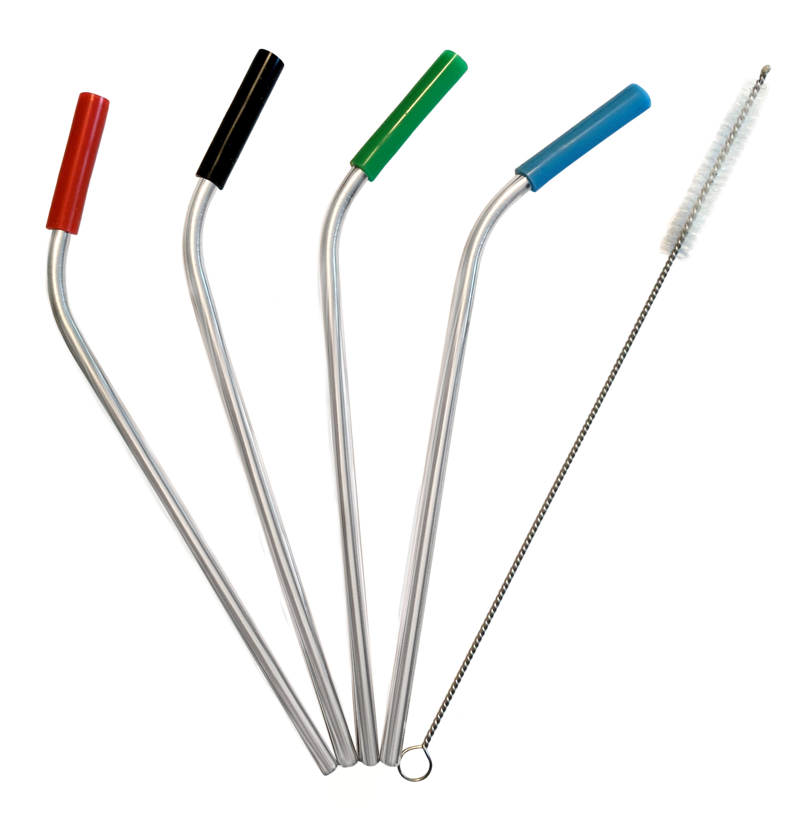 Reusable Straws – 4 PCS Stainless Steel Straws w/ Silicone Tips & 1 ...