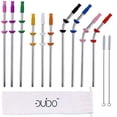 thumbnail image 1 of Reusable Straws Stainless Steel Straws -(10 Pack) with Silicone Tips, Cleaning Brushes and Storage Pouch - 10.5, 8.5 inch Reuse Straight and Curved Drinking Straws Metal Straw Fits Yeti, T, 1 of 8