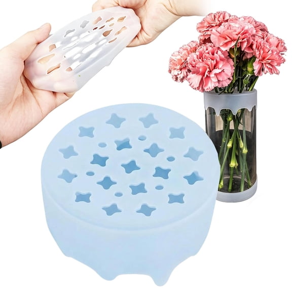 Reusable Stretch Silicone Flower Grid for Flowers, 80 x 80 x 40 mm Flexible Vase Stem Holder, Fits Round and Square Openings for Home Decor