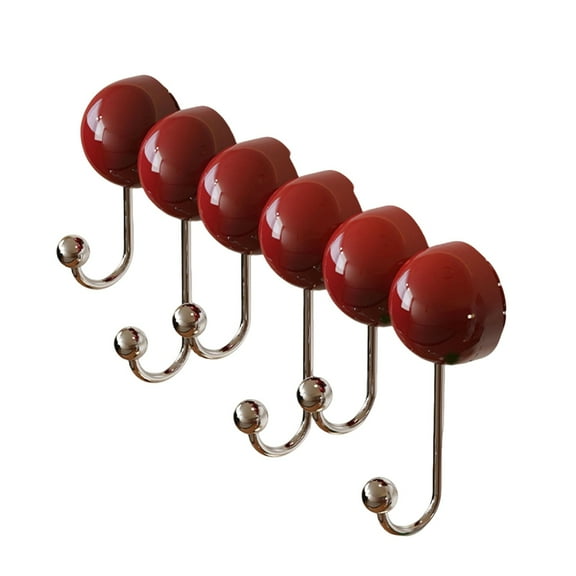 Reusable Suction Cup Hooks, Coat Rack Wall Mount for Door/Kitchen, 6 Hooks, Prevent Scratches, Modern Decorative Wall Organizer, Bathroom & Entryway Storage (14.8"Lx6.3"W)​