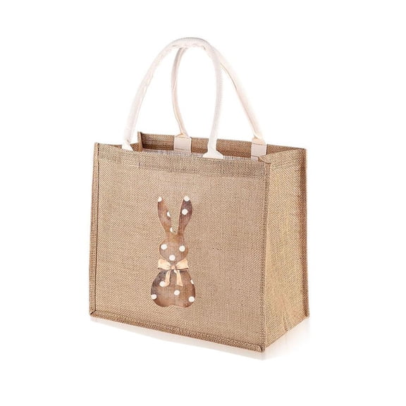Reusable Sugar,Easter Burlap Bunny Bags Reusable Natural Jute Basket Bags for Egg Hunts Candy and Spring Giving (Set Of Multiple Plain Colors)