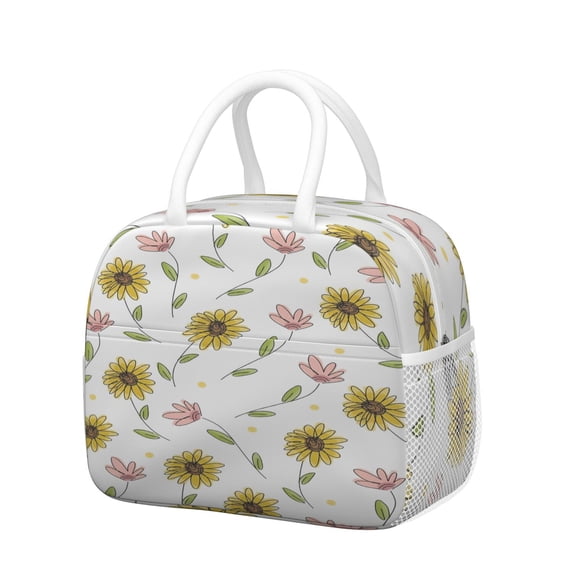 Reusable Sunflower Lnsulated Lunch Bag for Women & Men-Leakproof Water-Resistant Cooler Tote,Large Capacity(10.6x8.7x6.3in)for Work,Office,Travel,Picnic,Beach.