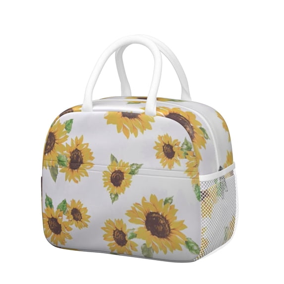Reusable Sunflower Lnsulated Lunch Bag for Women & Men-Leakproof Water-Resistant Cooler Tote,Large Capacity(10.6x8.7x6.3in)for Work,Office,Travel,Picnic,Beach.