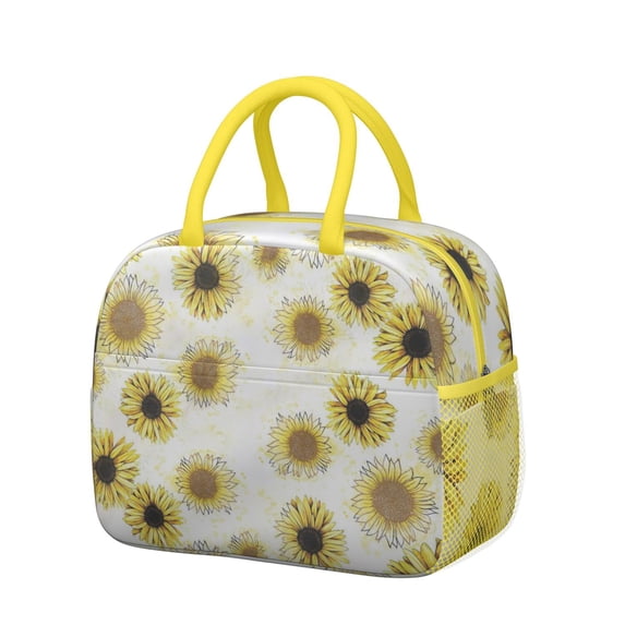 Reusable Sunflower Lnsulated Lunch Bag for Women & Men-Leakproof Water-Resistant Cooler Tote,Large Capacity(10.6x8.7x6.3in)for Work,Office,Travel,Picnic,Beach.