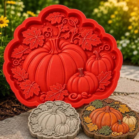 Reusable Sunflower Stepping Stone Mold, Large 15.7inch Cement Mould | Garden Walkway Path Stones,Paver Form with 3D Daisy Design, Outdoor Yard Decor Paintable Kit(Pumpkin)