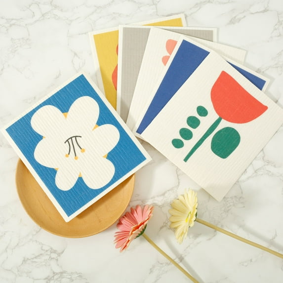 Reusable Swedish Dishcloths Swedish Dish Towels with Cute Pictures Absorbent Cellulose Sponge Cloths Light Swedish Sponge Cloths for Table