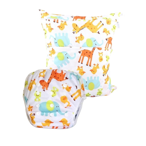 Reusable Swim Diapers and Wet Dry Diaper Bag 2 Pc Set