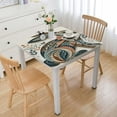 thumbnail image 1 of , Reusable Table Cloth Round Fitted Vinyl Tablecloth with Elastic Edged for Parties Outdoors, Brown, 1 of 7