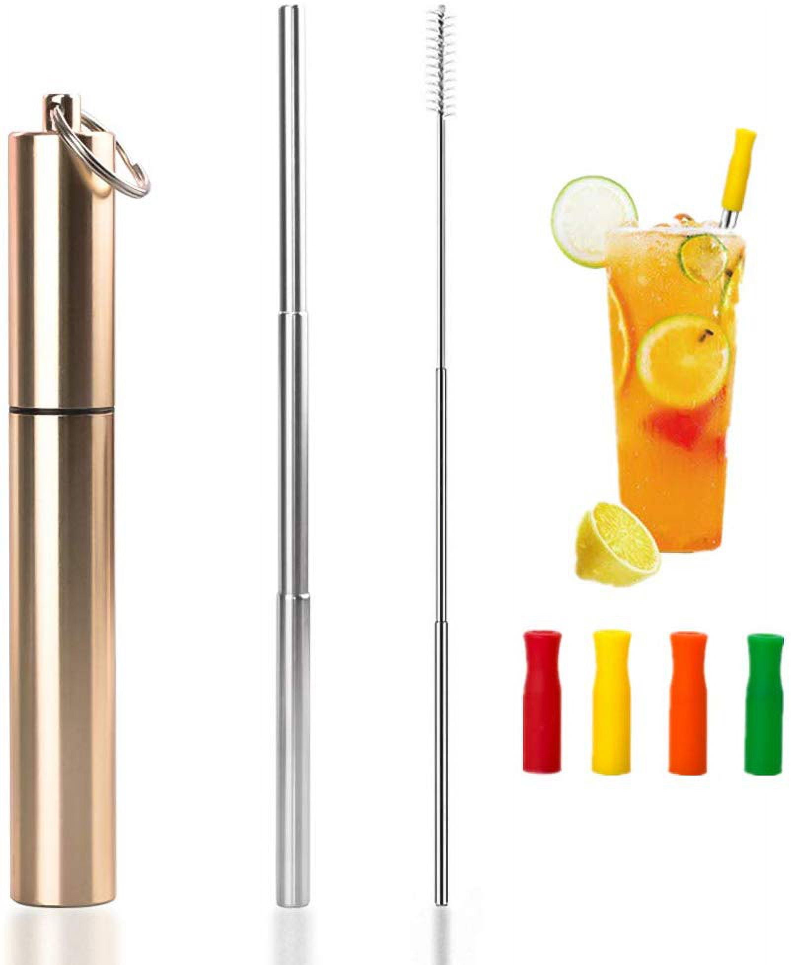 1set Stainless Steel Anti-wrinkle Reusable Drinking Straws, Random