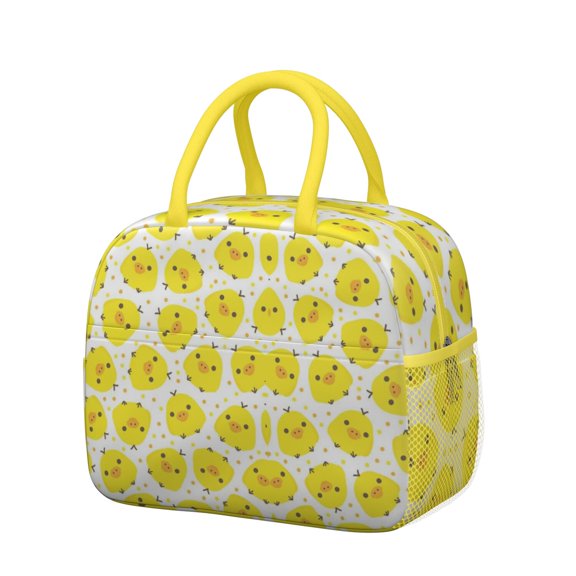 Reusable Thermal Lunch Bag - Retro Rooster & Hen Print, Spacious Interior, Durable & Lightweight for Commuters, Students, Rustic Farm Theme