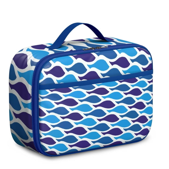 Reusable Thermal Lunch Tote - Summer Sand & Tropical Fish Print, Separate Mesh Compartment, Compact & Lightweight, Ideal for Parents Seeking Fun Beach Picnic Solutions
