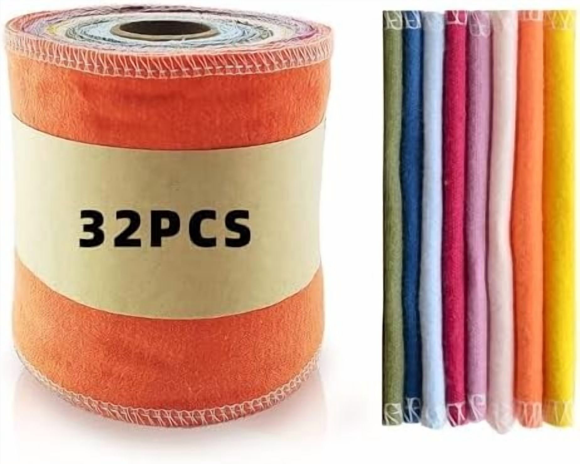 Reusable Toilet Paper - Cotton Flannel Reusable Bidet Towels,Absorbent Washable Paper Towels roll,32 Pcs Washable & Re-Rollable Cloth Toilet Wipes