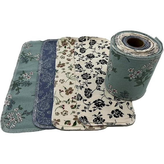 Reusable Toilet Paper Towels 20 Count Roll,Washable Cotton Cloth Paper Bidet Towels,2-Ply Super Soft Absorbent,Paperless Wipes Zero Waste(4 Colors Flower)