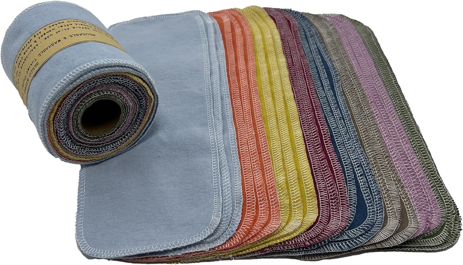 Reusable Toilet Paper Towels 24 Count Roll,Washable Absorbent Cotton Cloth Paper Bidet Towels,Zero Waste Multifunctionl Cleaning Supplies Hand Towels for Bathroom(Solid 8 Colors)