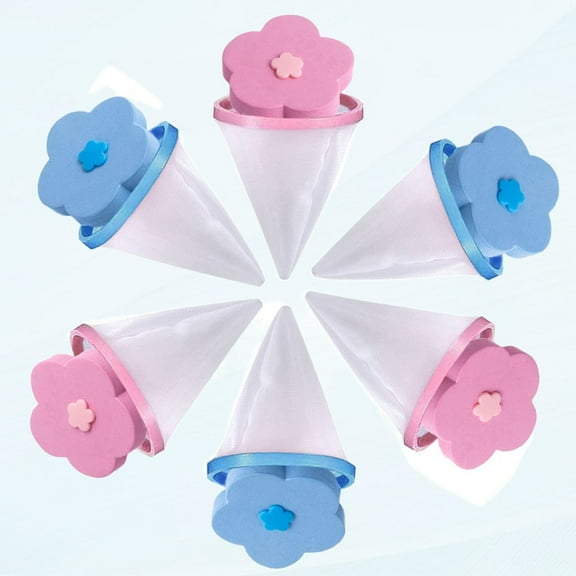 Reusable Top Loading Washing Machine Convenient Lint Remover Debris Filter Bag Dog Cat Pet Fur Remover Hair Catcher Washing Machine Hair Catcher, 6-Pack Blue, Pink