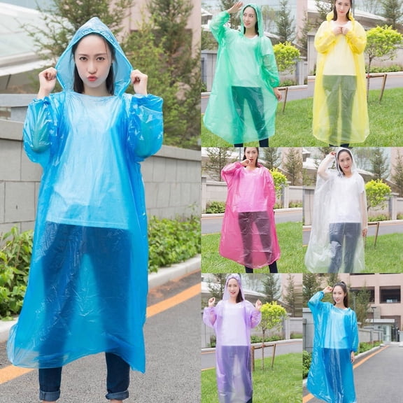 Reusable Transparent Raincoat PEVA Portable Rain Cape - Unisex Breathable Rain Jacket with Hood for Travel, Hiking, Cycling, Camping