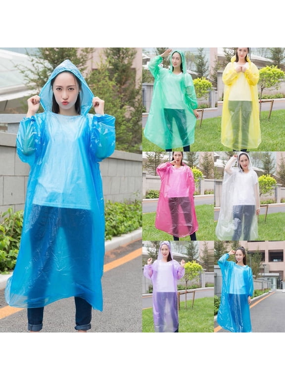 Reusable Transparent Raincoat PEVA Portable Rain Cape - Unisex Breathable Rain Jacket with Hood for Travel, Hiking, Cycling, Camping