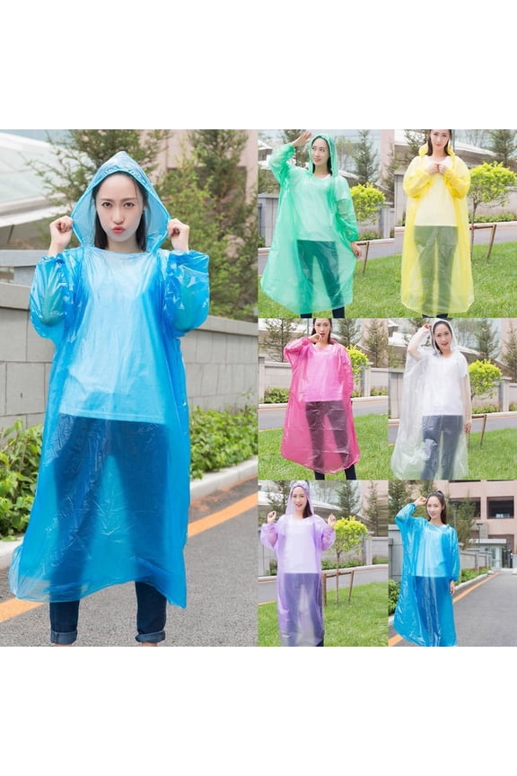 Reusable Transparent Raincoat PEVA Portable Rain Cape - Unisex Breathable Rain Jacket with Hood for Travel, Hiking, Cycling, Camping