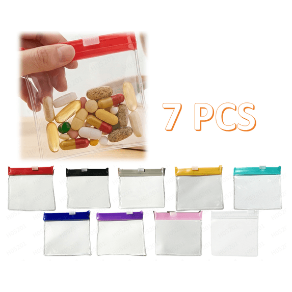 Reusable Travel Pill Organizer, Water-Resistant Pill Pouch Set, Travel Pill Organizer with Zipper, Reusable Pill Pouches for Medicine or Vitamins, Small Bags for Daily Use