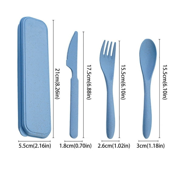 Reusable Travel Utensils Set with Case, Wheat Straw Cutlery, Portable Spoon Forks, Lunch Box Accessories Tableware for Adults Camping Utensils Or Daily Use At School