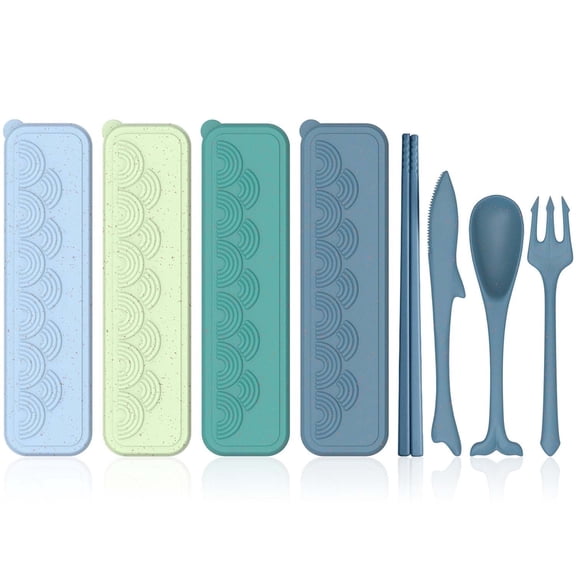 Lnrkai Camping Utensil Set with Case, Reusable Plastic Spoon Forks Chopsticks, Portable Cutlery for Travel Picnic Camping or Daily Use