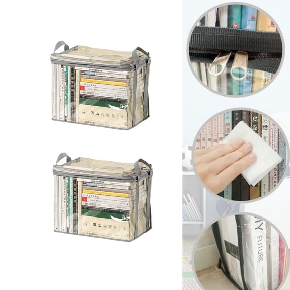 Reusable Travel Waterproof Zipper Bags,QZS Gray Storage Bags for Book,2pcs Gray Organizing Cube Container with Zipper Handles for Clothing,Toy