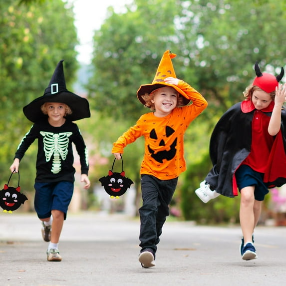 Reusable Trick-or-Treat Bag - Bat Ghost Print Candy Pouch Gift Favor Sack Halloween Party Favors Eco-Friendly Treat Container(D)