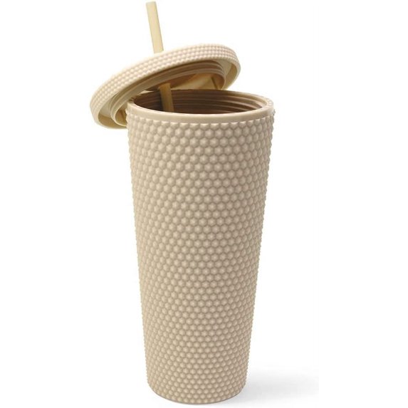 Reusable Tumbler, Studded Tumbler with Lid and St, 24-Ounce Volume, (Natural)by GIXUSIL