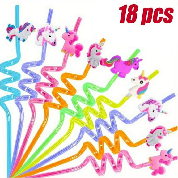 Reusable Unicorn Straws Plastic Colourful Party Straws Plastic Drinking Straws for Birthday, Wedding, Hawaii Party Decoration Easy To Clean