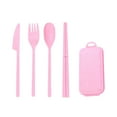 thumbnail image 1 of Reusable Utensils Set with Case, 4 Sets Collapsible Travel Cutlery Set, Reusable Spoon Knife Forks Tableware for Adult Travel Picnic Camping, Pink, 1 of 5