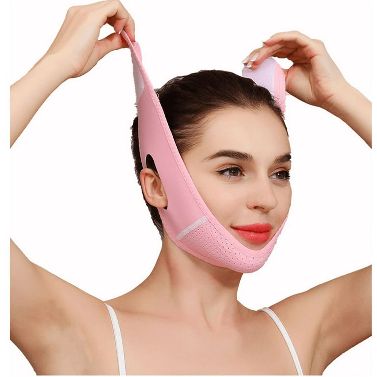 Reusable V Line Mask - Double Facial Slimming Strap, Face Lifting Belt, V  Shaped Slimming Face Mask Chin Up Mask for jawline, Pink