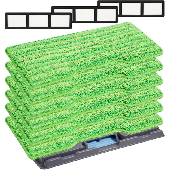 Reusable VacMop Replacement Pads and Washable Vac Mop Pad Refill Kit, 6-Piece Dirt Chamber and Filter Set Compatible with Shark VACMOP VM252 VM200 VM401 VM180 VM190 VM252C VM251 VM250 VM255 VM200C