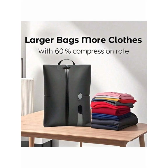 Reusable Vacuum Compression Bag for Luggage, One-Way Valve, No Pump Needed, Travel Storage Bag for Clothes, Suitcase & Backpack