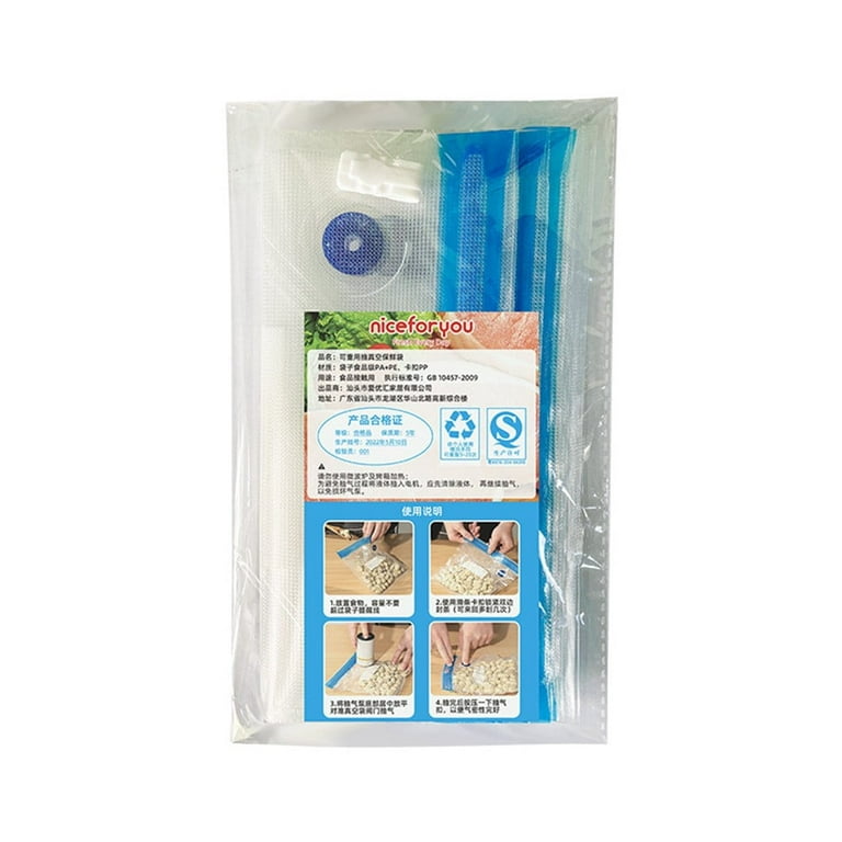 5 Pcs Reusable Vacuum Seal Bags Sealer Food Saver Storage Bag Electric  Vaccum Pump Set
