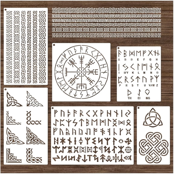 Reusable Viking Rune & Celtic Border Craft Stencil Set