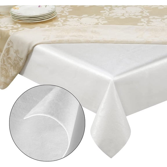 Reusable Vinyl Table Pad Protector with Cushion Flannel Backing 108" L x 54" W