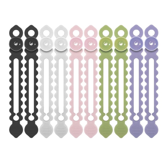 Reusable Wall Mounted Silicone Cable Ties Suction Cup Cord Winder Organiser Set