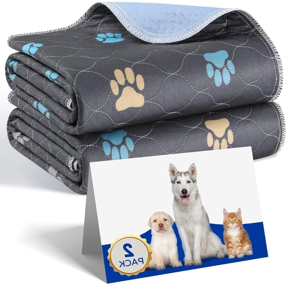 Reusable Washable Dog Pee Pads, 2 Pack 18" x 24", 100% Waterproof Fast Dry Whelping Training Mat for Puppies & Senior Dogs, Indoor Outdoor Car Travel Pet Absorbent Pad