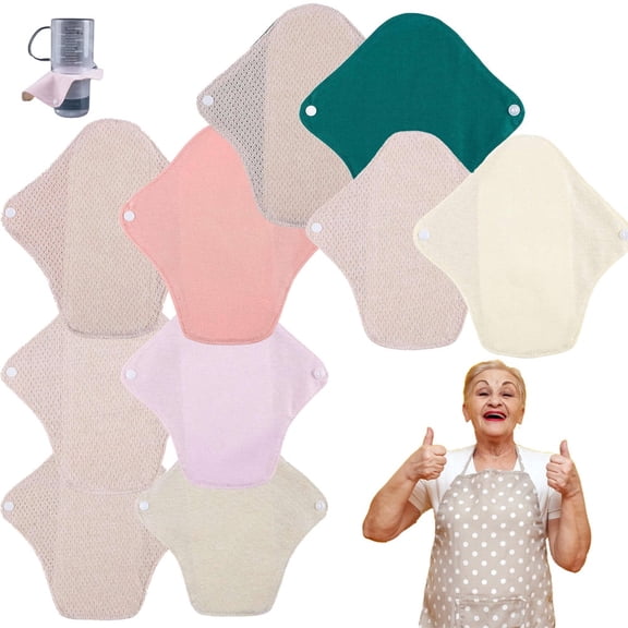 Reusable Washable Incontinence Pads for Women,180mm Cotton Reusable Panty Liners - Washable Menstrual Pads,Leak-Proof, for Elderly Care & Mobility Support, Feel Secure, Dry, and Comfortable 5PCS