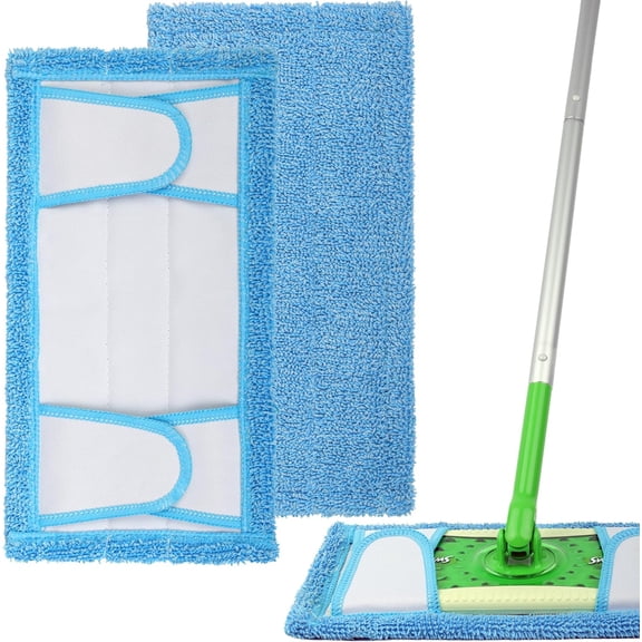 Reusable Washable Mop Pads or Swier Sweeper Mop, 2-Pack Microiber Cleaning Cloths or Hard loors, Baseboards, Wet and Dry Dusting