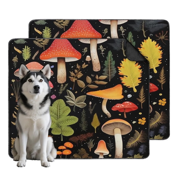 Reusable Washable Pee Pads with Artistic Leaf Motifs, Absorbent Mat Featuring Secure Backing for Crate Liners and Floors (Plant patterns, 35"x41")