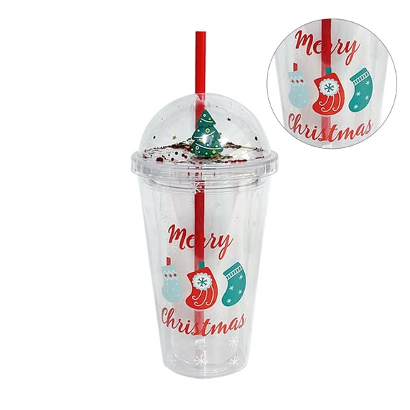 Reusable Water 450ml Christmas Water Cup Double Walled Drinking Cups Christmas Gift for Woman Girls Children