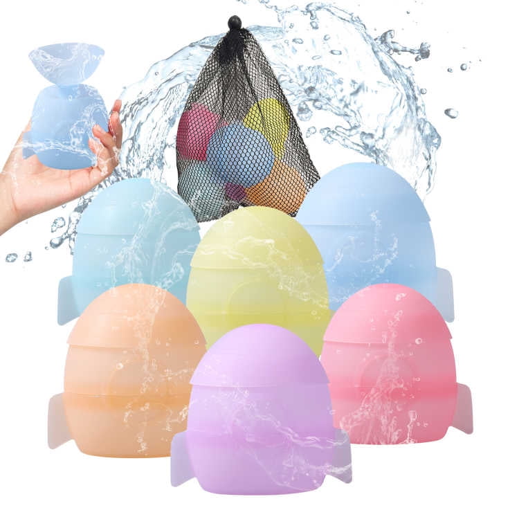 Reusable Water Balloons for Kids 12 PCS Quick Fill Water Balls with Mesh Bag Pool Beach Backyard Games Water Toys for Boys Girls Outdoor Activities Summer Party Favors