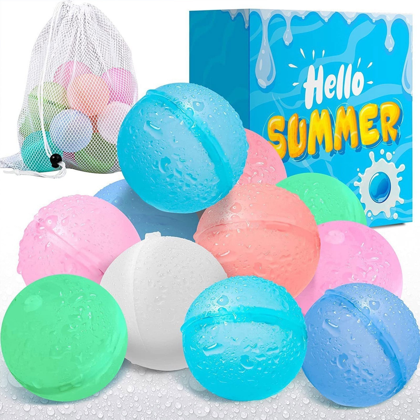 Reusable Water Balloons for Kids - Summer Toys, Pool Beach Water Toys for Boys and Girls, Silicone Water Balloons Quick Fill Splash Balls Bomb Party Supplies Outdoor Idea with Mesh Bag